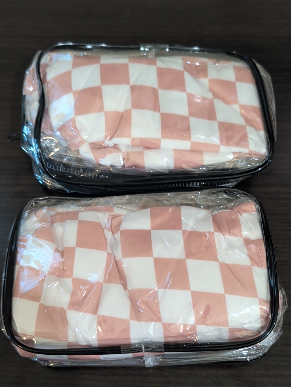 2-Pack Three-Layer Waterproof Satin-Lined Checkered Shower Caps